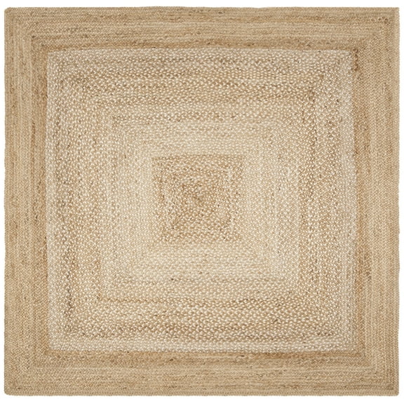 SAFAVIEH Natural Fiber Leo Geometric Area Rug, Natural/Ivory, 4' x 4' Square