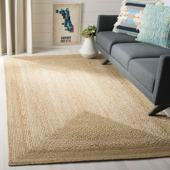 SAFAVIEH Natural Fiber Leo Geometric Braided Jute Area Rug, Natural/Ivory, 8' x 10'