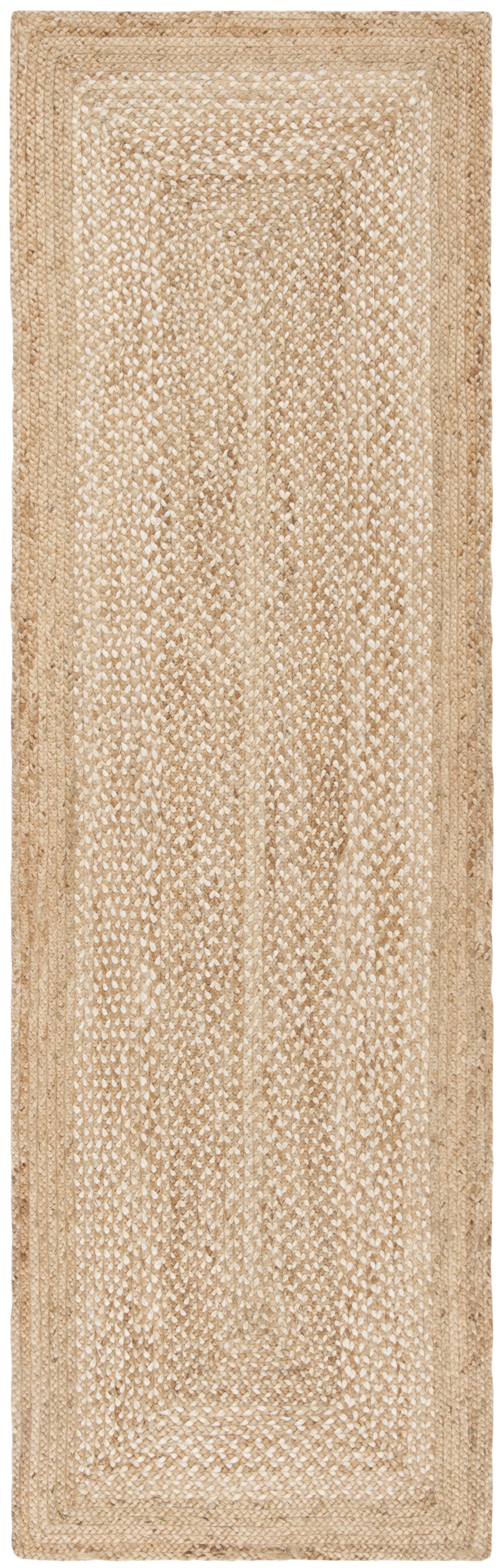 SAFAVIEH Natural Fiber Leo Geometric Runner Rug, Natural/Ivory, 2'6" x 12'