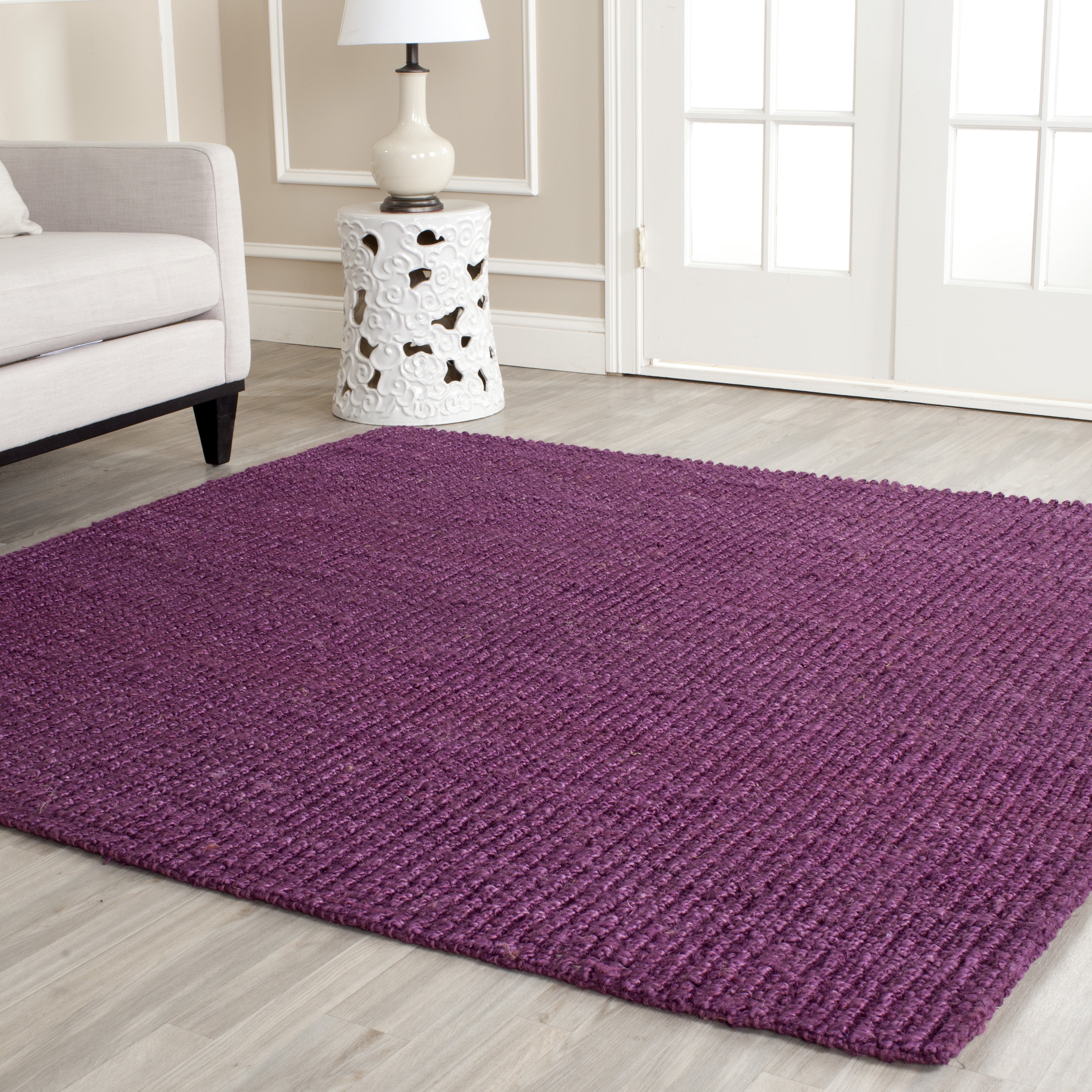 Safavieh Natural Fiber Levi Solid Area Rug, Purple, 6' x 6' Square