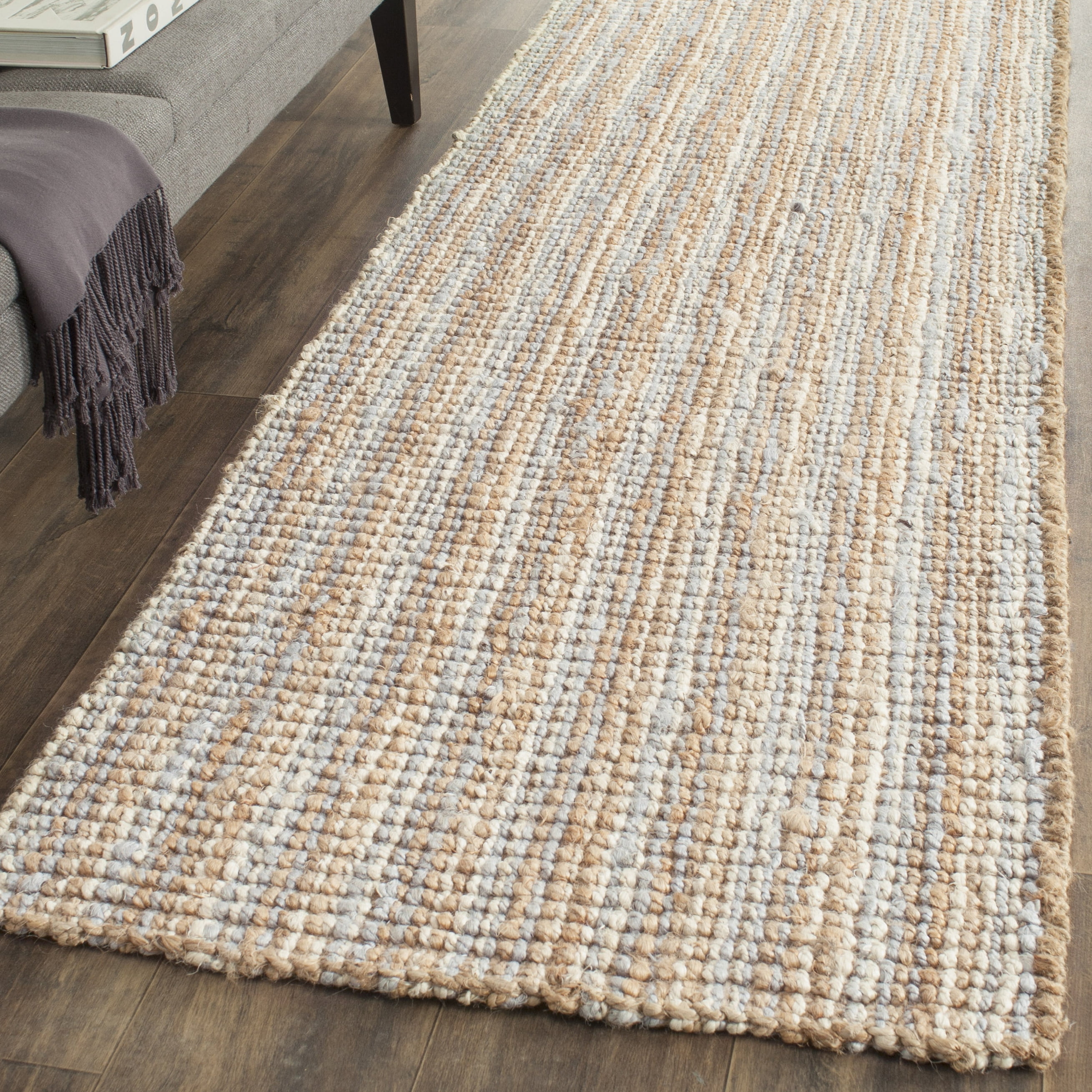 Safavieh Natural Fiber Levi Solid Runner Rug, Gray/Natural, 2'6" x 12'