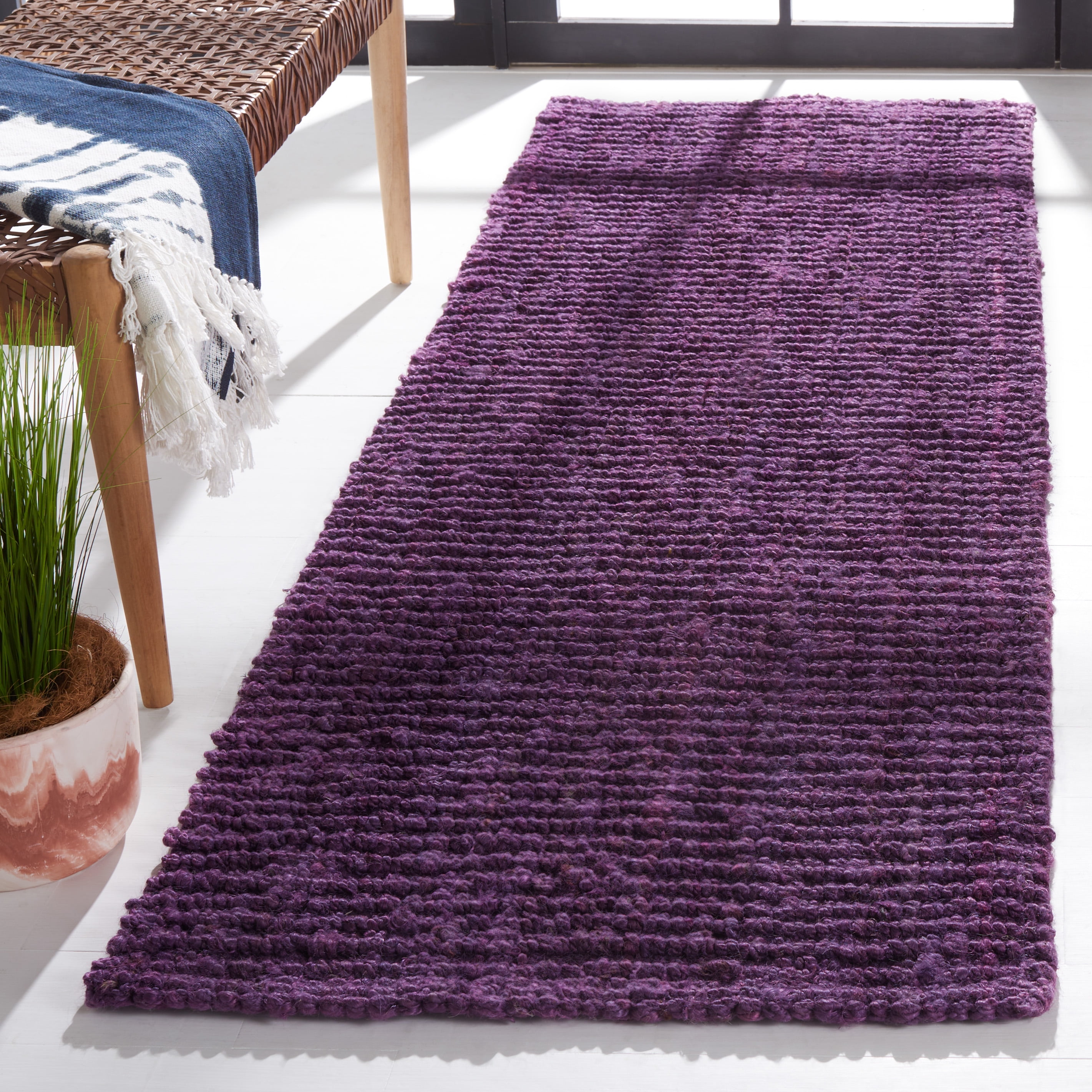 Safavieh Natural Fiber Levi Solid Runner Rug, Purple, 2'6" x 6'