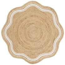 SAFAVIEH Natural Fiber Lidija Solid Area Rug, Natural/Bleach, 5' x 5' Scalloped