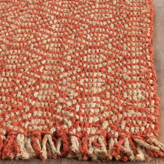 SAFAVIEH Natural Fiber Linden Geometric Jute Area Rug, Rust, 6' x 6' Square
