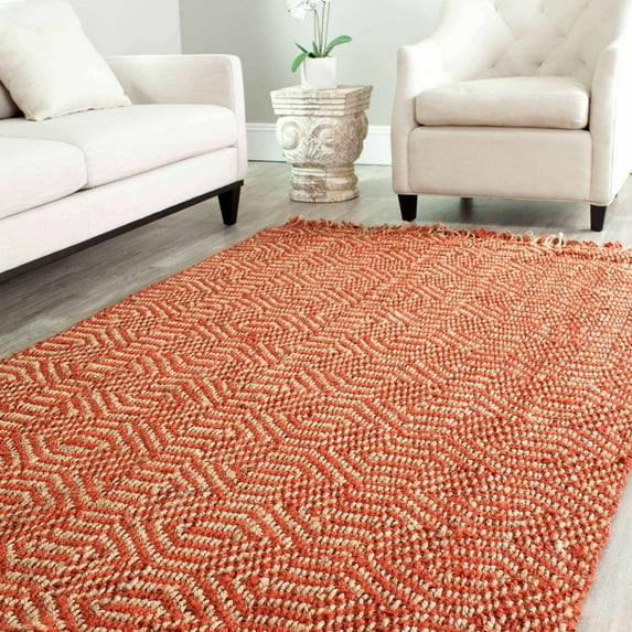 SAFAVIEH Natural Fiber Linden Geometric Jute Area Rug, Rust, 8' x 10'