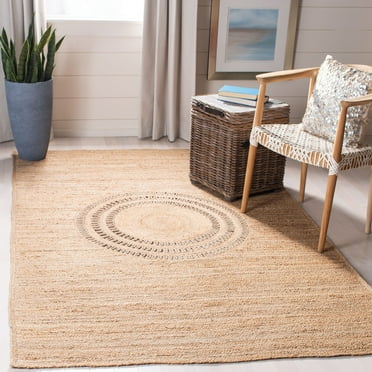 SAFAVIEH Natural Fiber Loew Geometric Striped Jute Area Rug, Beige, 5' x 8'