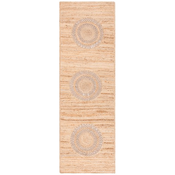SAFAVIEH Natural Fiber Loew Geometric Striped Jute Runner Rug, Beige, 2'6" x 8'