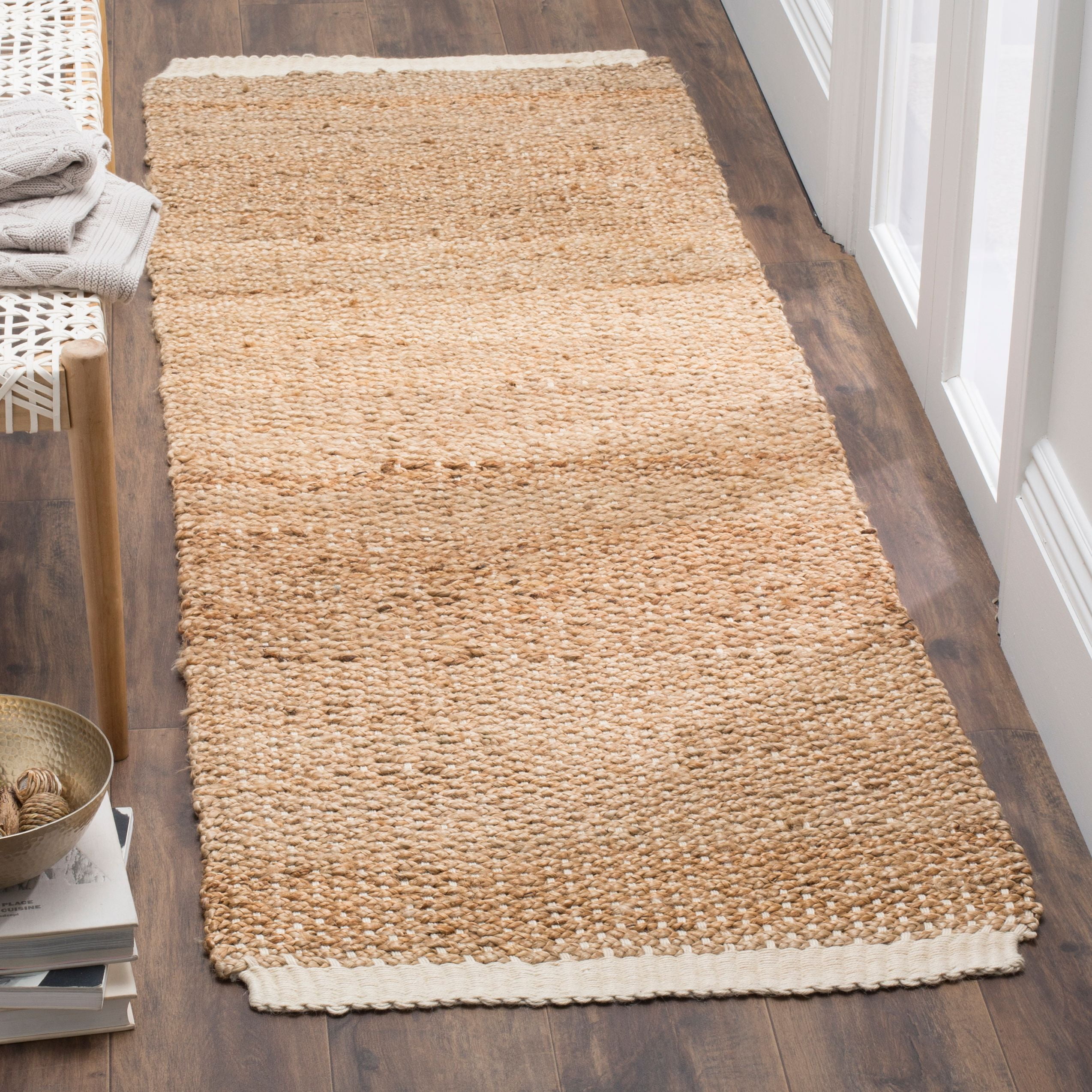 Ivory Natural Hand-Knotted Jute 2'6" X 8' Runner Rug