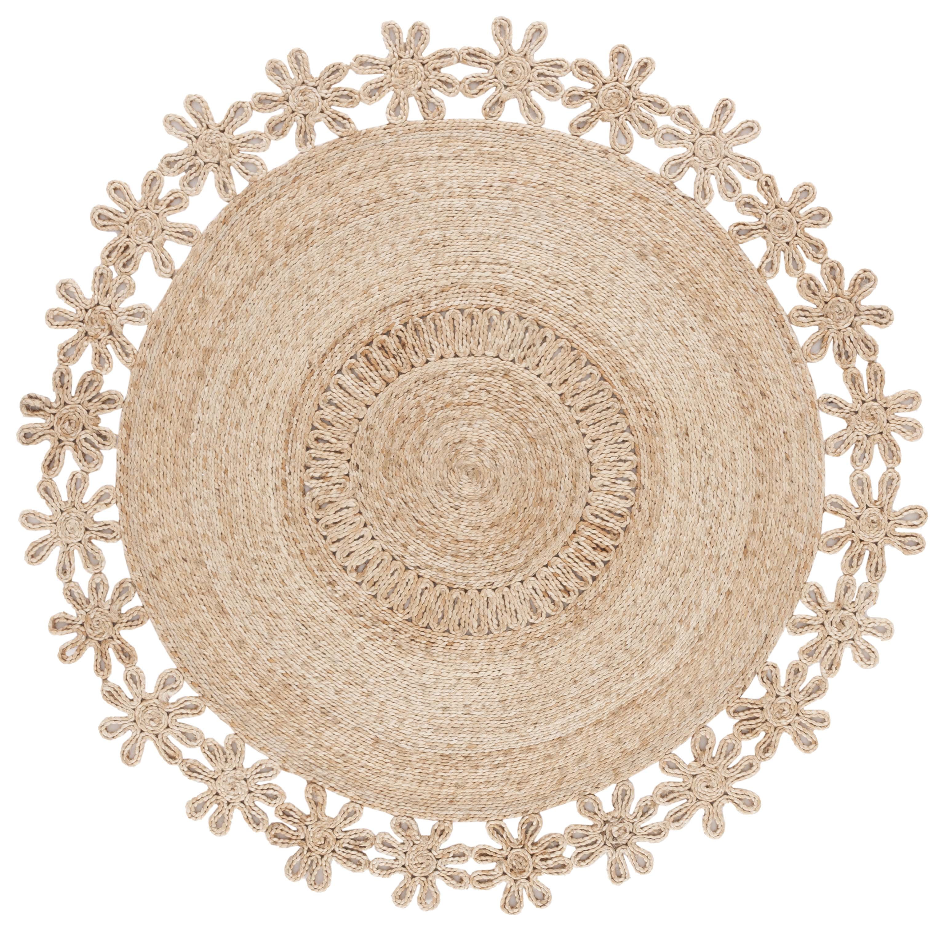 SAFAVIEH Natural Fiber Mabel Geometric Area Rug, Natural, 5' x 5' Round