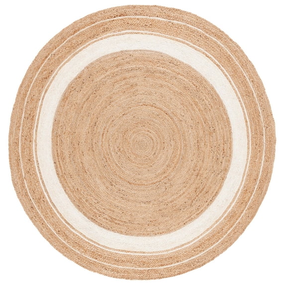 SAFAVIEH Natural Fiber Magdalena Striped Area Rug, Natural/Ivory, 6' x 6' Round