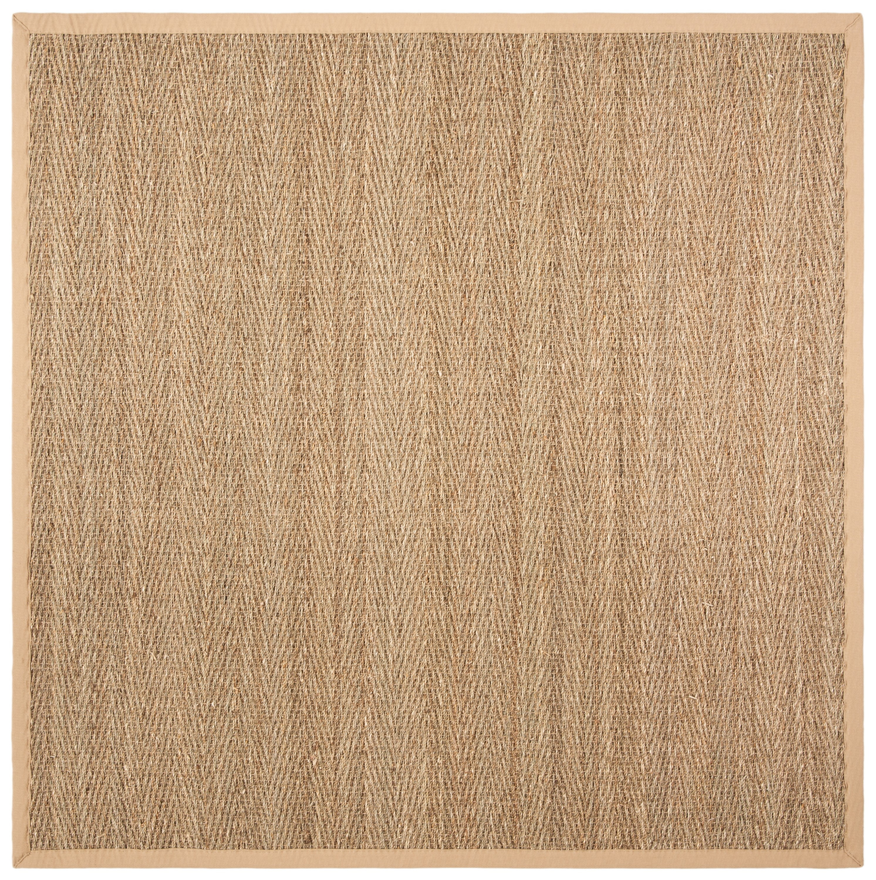 Natural Beige Herringbone Seagrass Square Rug
