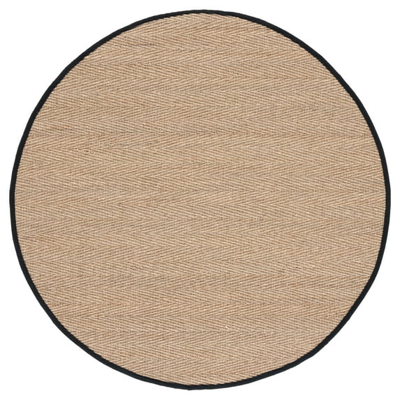 SAFAVIEH Natural Fiber Maisy Solid Area Rug, Natural/Black, 6' x 6' Round