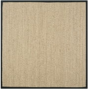 SAFAVIEH Natural Fiber Maisy Solid Area Rug, Natural/Black, 8' x 8' Square