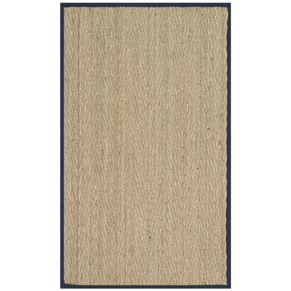 SAFAVIEH Natural Fiber Maisy Solid Area Rug, Natural/Navy Blue, 2'6" x 4'