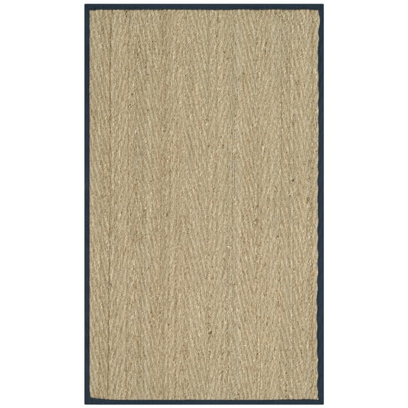 SAFAVIEH Natural Fiber Maisy Solid Area Rug, Natural/Navy Blue, 3' x 5'