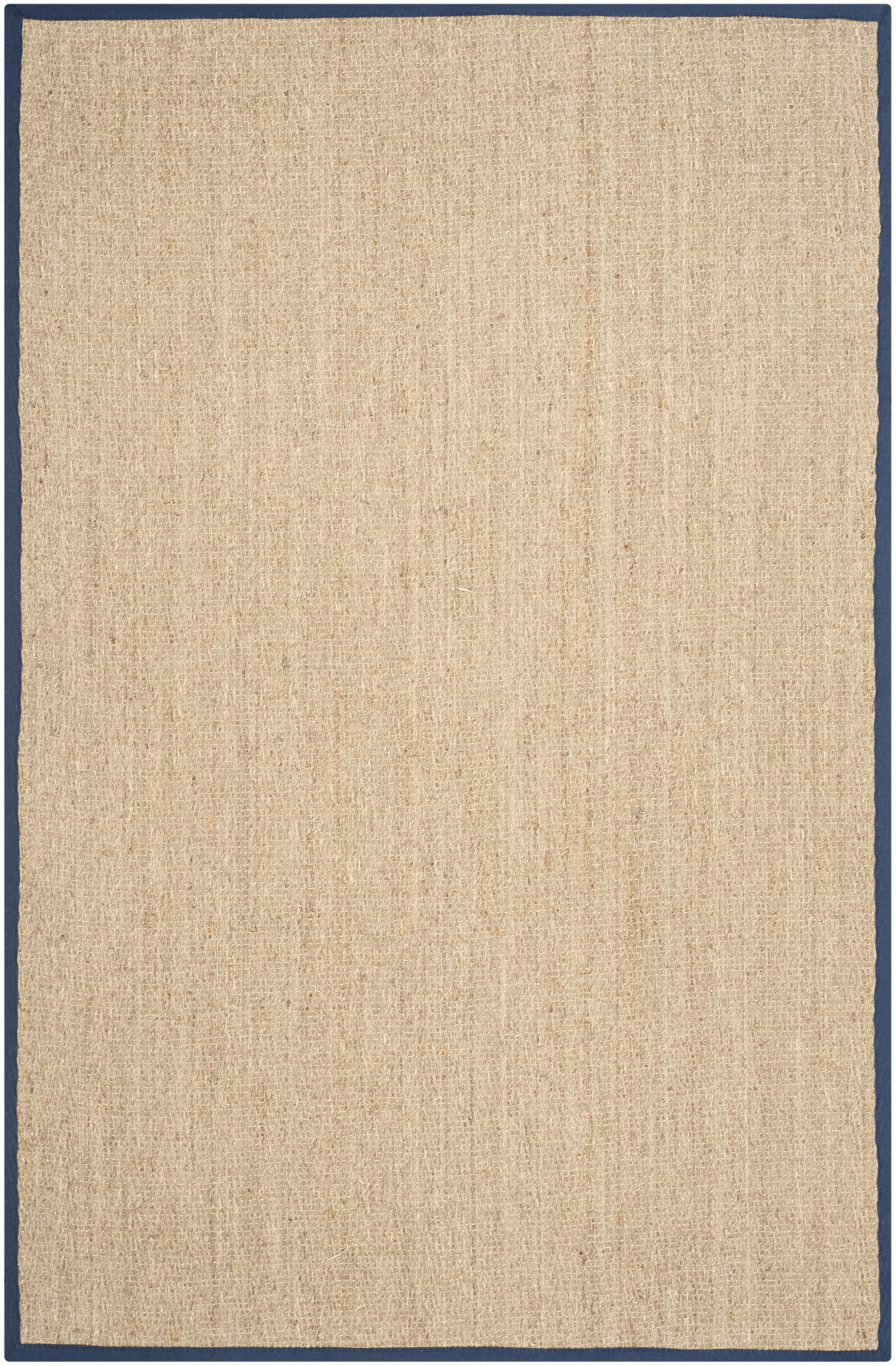 Blue and Natural Flat Woven Herringbone Wool Cotton Rug