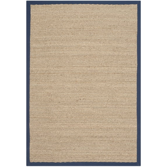 SAFAVIEH Natural Fiber Maisy Solid Area Rug, Natural/Navy Blue, 5' x 8'