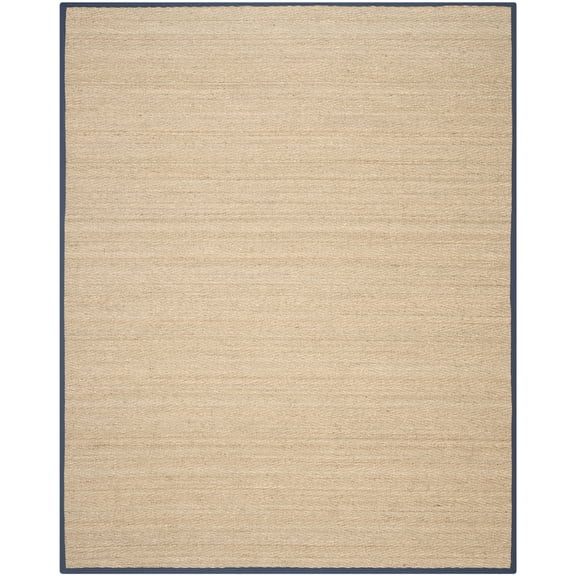 SAFAVIEH Natural Fiber Maisy Solid Area Rug, Natural/Navy Blue, 8' x 10'