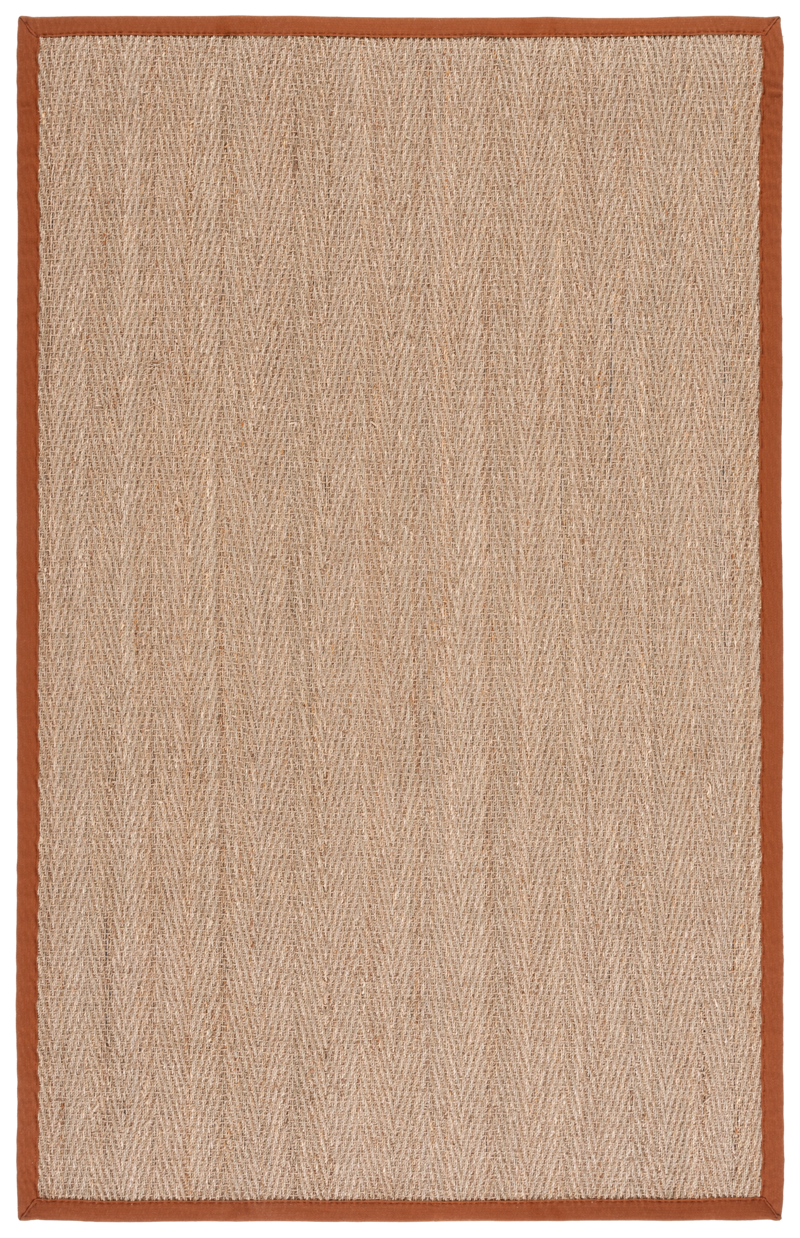 Natural Brown Herringbone Seagrass Rectangular Area Rug