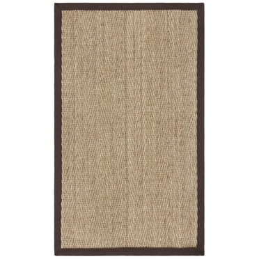 SAFAVIEH Natural Fiber Maisy Border Seagrass Area Rug, Natural/Dark Brown, 3' x 5'