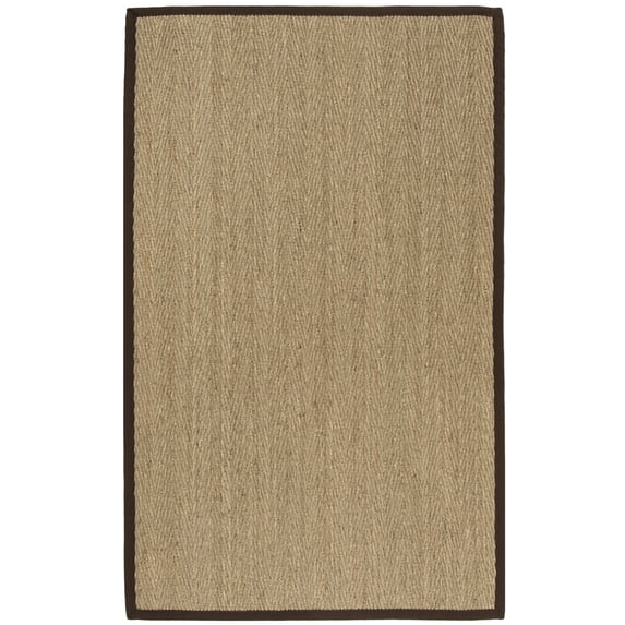 SAFAVIEH Natural Fiber Maisy Solid Area Rug, Natural/Dark Brown, 5' x 8'