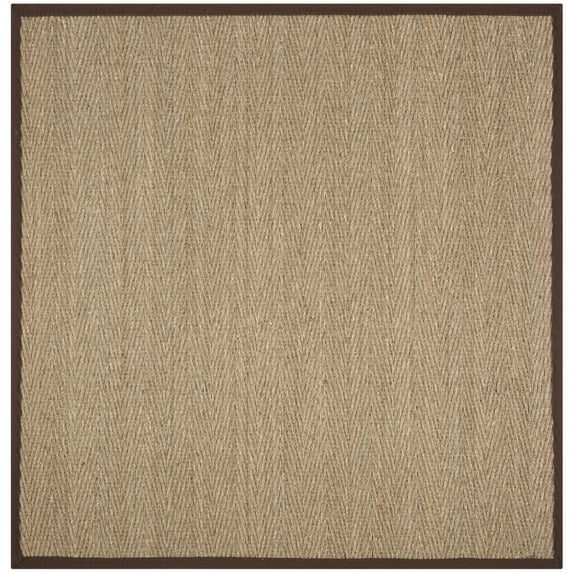 SAFAVIEH Natural Fiber Maisy Solid Area Rug, Natural/Dark Brown, 6' x 6' Square