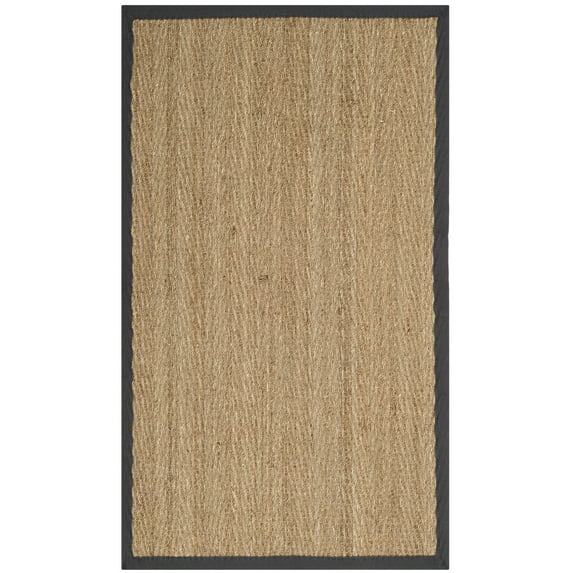 SAFAVIEH Natural Fiber Maisy Solid Area Rug, Natural/Dark Grey, 3' x 5'