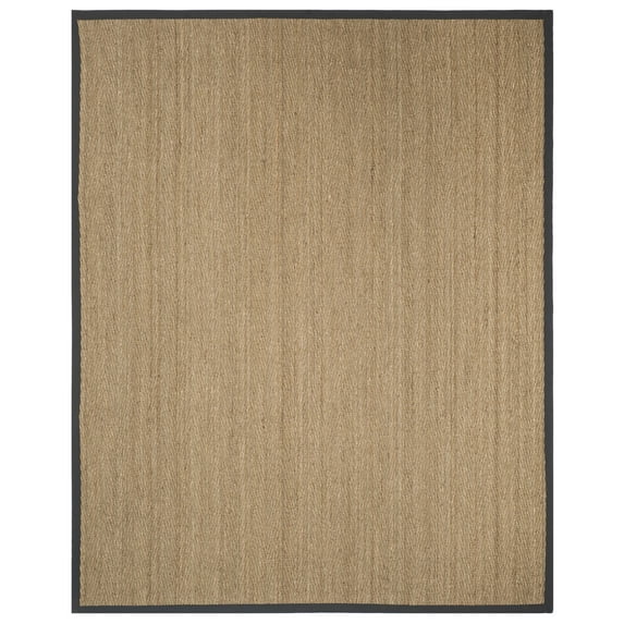 SAFAVIEH Natural Fiber Maisy Solid Area Rug, Natural/Dark Grey, 8' x 10'