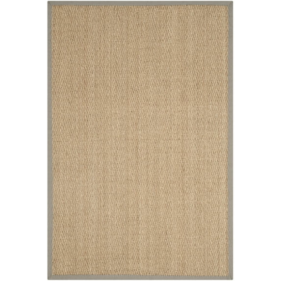SAFAVIEH Natural Fiber Maisy Solid Area Rug, Natural/Grey, 4' x 6'
