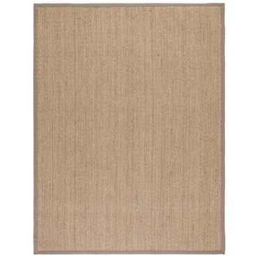 SAFAVIEH Natural Fiber Maisy Border Seagrass Area Rug, Natural/Grey, 9' x 12'