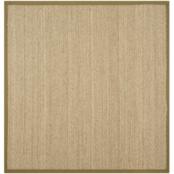 SAFAVIEH Natural Fiber Maisy Solid Area Rug, Natural/Olive, 8' x 8' Square