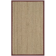 SAFAVIEH Natural Fiber Maisy Solid Area Rug, Natural/Burgundy Red, 2'6" x 4'