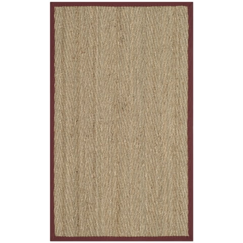 SAFAVIEH Natural Fiber Maisy Solid Area Rug, Natural/Burgundy Red, 2'6" x 4'