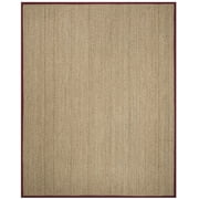 SAFAVIEH Natural Fiber Maisy Solid Area Rug, Natural/Burgundy Red, 9' x 12'