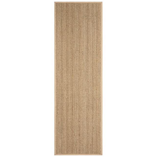 SAFAVIEH Natural Fiber Maisy Border Seagrass Runner Rug, Natural/Beige, 2'6" x 18'