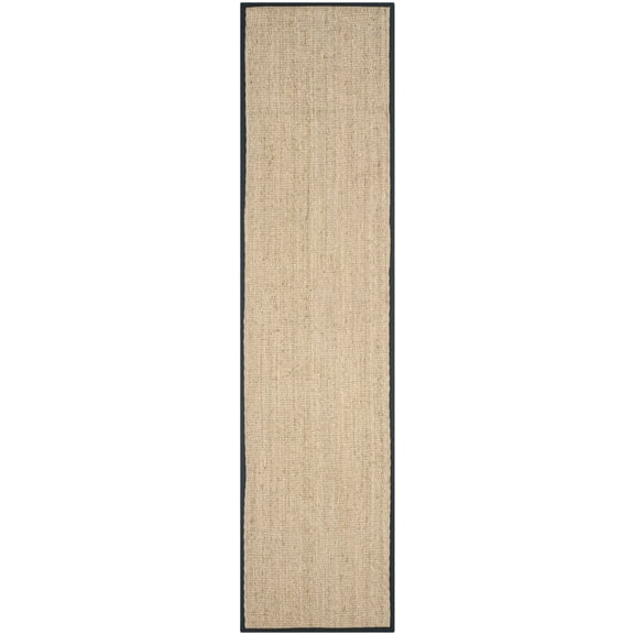 SAFAVIEH Natural Fiber Maisy Solid Runner Rug, Natural/Black, 2'6" x 12'