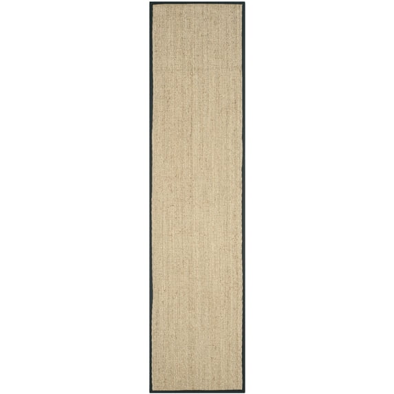 SAFAVIEH Natural Fiber Maisy Solid Runner Rug, Natural/Black, 2'6" x 14'