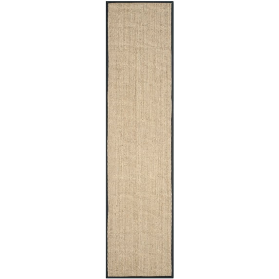 SAFAVIEH Natural Fiber Maisy Solid Runner Rug, Natural/Black, 2'6" x 18'