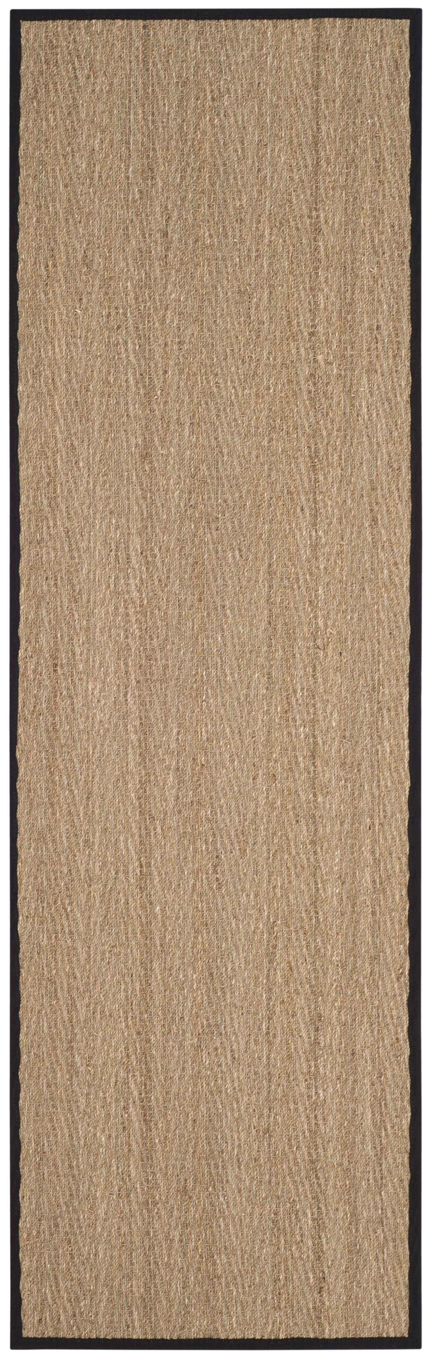 SAFAVIEH Natural Fiber Maisy Solid Runner Rug, Natural/Black, 2'6" x 8'