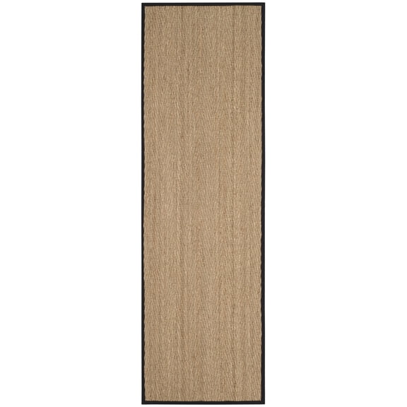 SAFAVIEH Natural Fiber Maisy Solid Runner Rug, Natural/Black, 2'6" x 8'