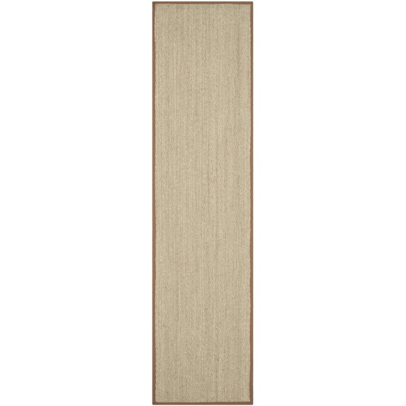 SAFAVIEH Natural Fiber Maisy Solid Runner Rug, Natural/Brown, 2'6" x 18'