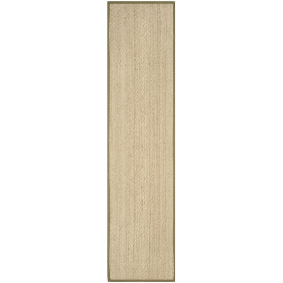 SAFAVIEH Natural Fiber Maisy Solid Runner Rug, Natural/Olive, 2'6" x 10'