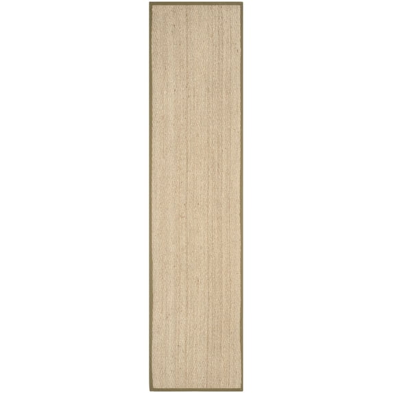 SAFAVIEH Natural Fiber Maisy Solid Runner Rug, Natural/Olive, 2'6" x 22'