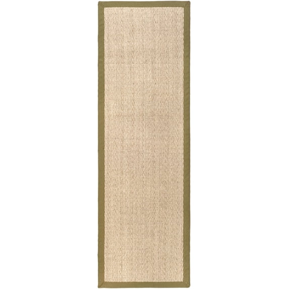 SAFAVIEH Natural Fiber Maisy Solid Runner Rug, Natural/Olive, 2'6" x 6'