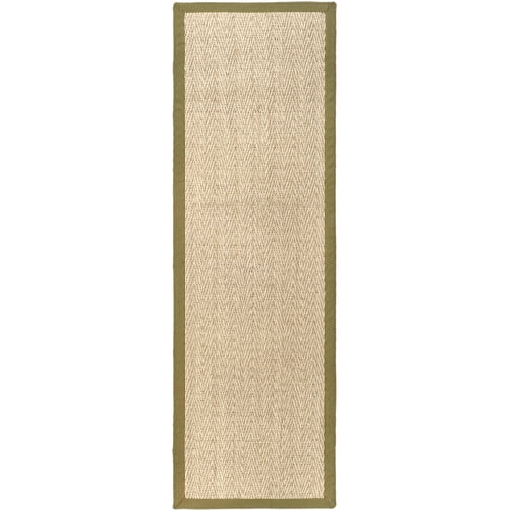 SAFAVIEH Natural Fiber Maisy Solid Runner Rug, Natural/Olive, 2'6" x 8'