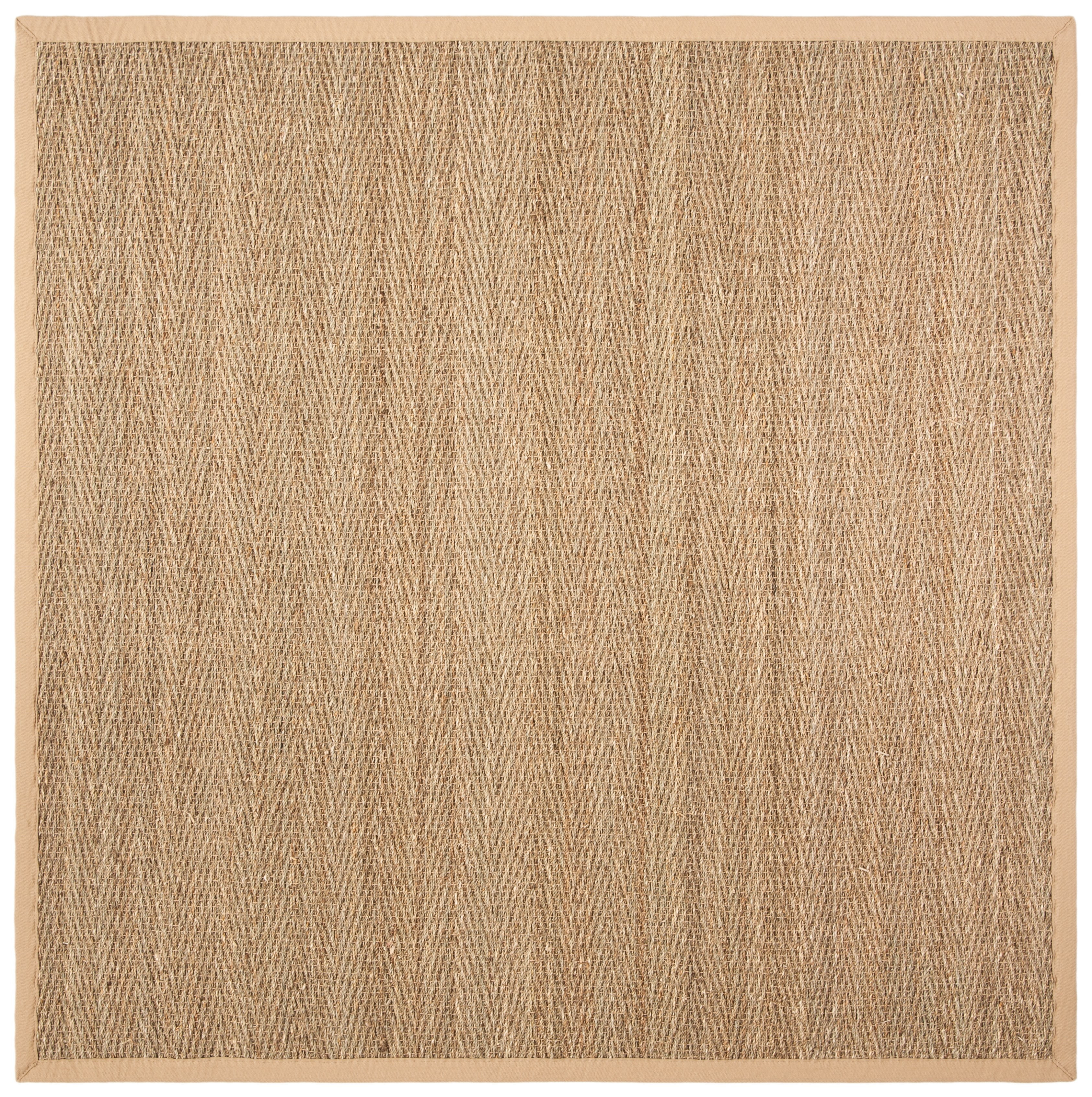 Beige Herringbone Handwoven Seagrass Square Area Rug