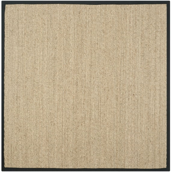 SAFAVIEH Natural Fiber Maisy Solid Area Rug, Natural/Black, 10' x 10' Square