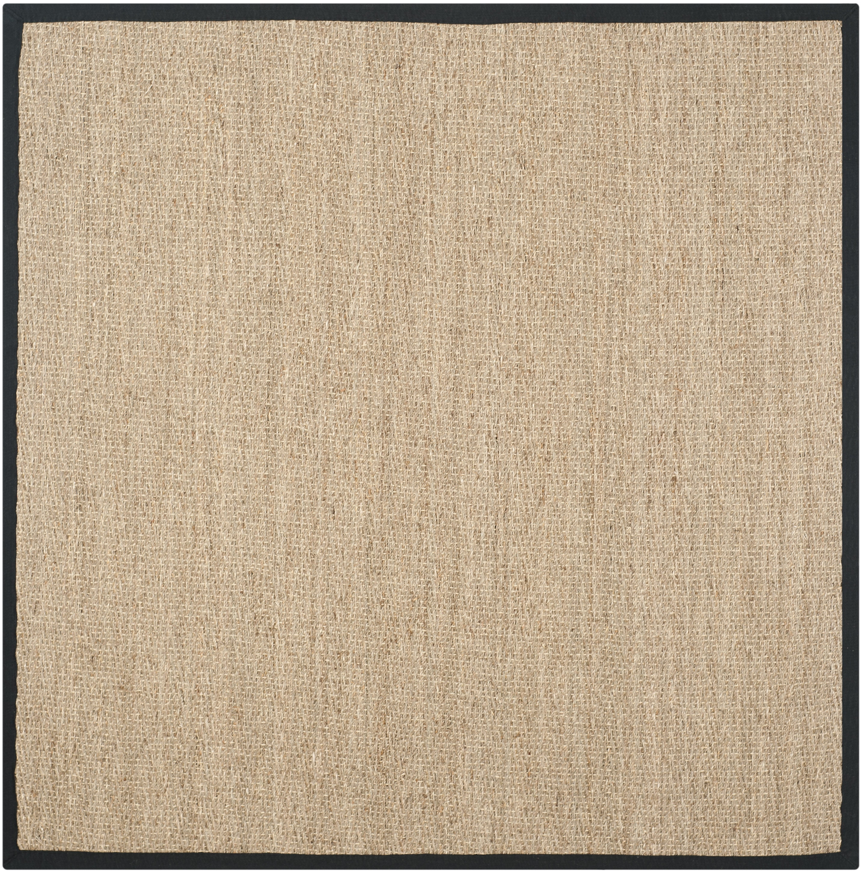 Herringbone Hand-Knotted Cotton Area Rug 4' Square, Natural & Black