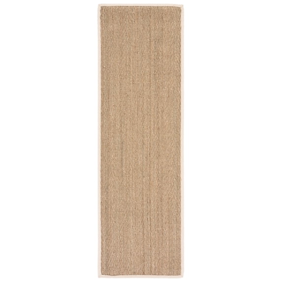 SAFAVIEH Natural Fiber Maisy Solid Runner Rug, Natural/Ivory, 2'6" x 10'
