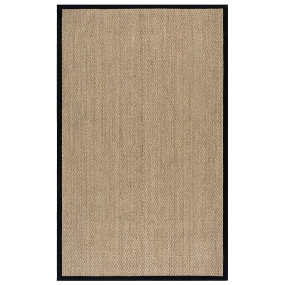 SAFAVIEH Natural Fiber Maksim Border Area Rug, Natural/Black, 6' x 9'